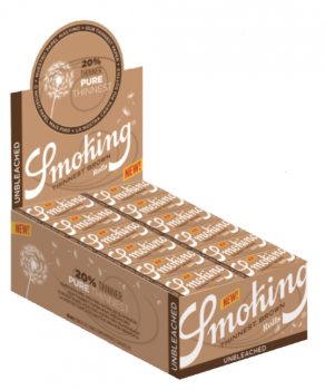 Smoking Pure Thinnest Brown Rolls Unbleached 44mm + 4m im 24er T-Dsp.
